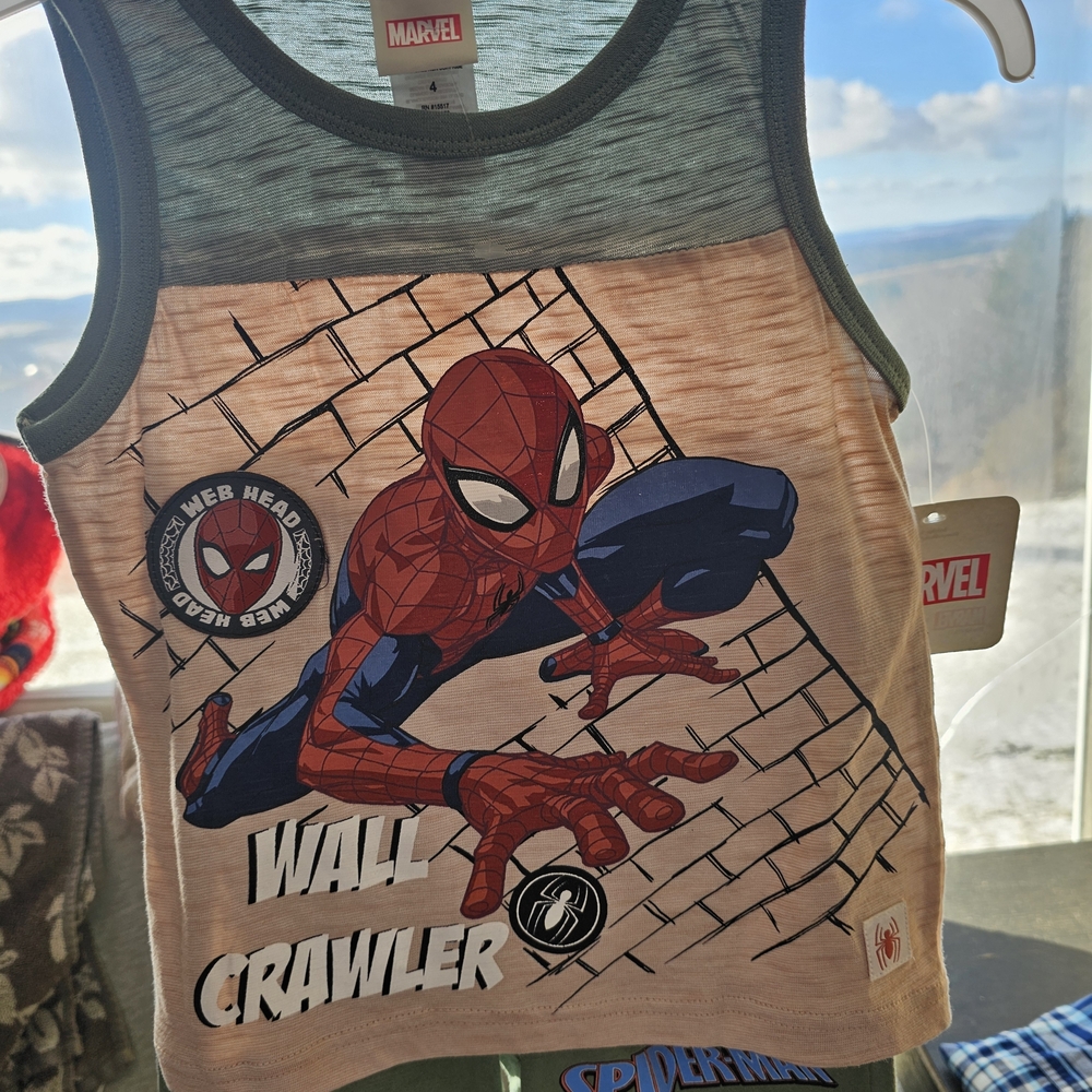 Marvel Spider-Man Wall Crawler Kids Tank Top And Shorts - Gray and Red